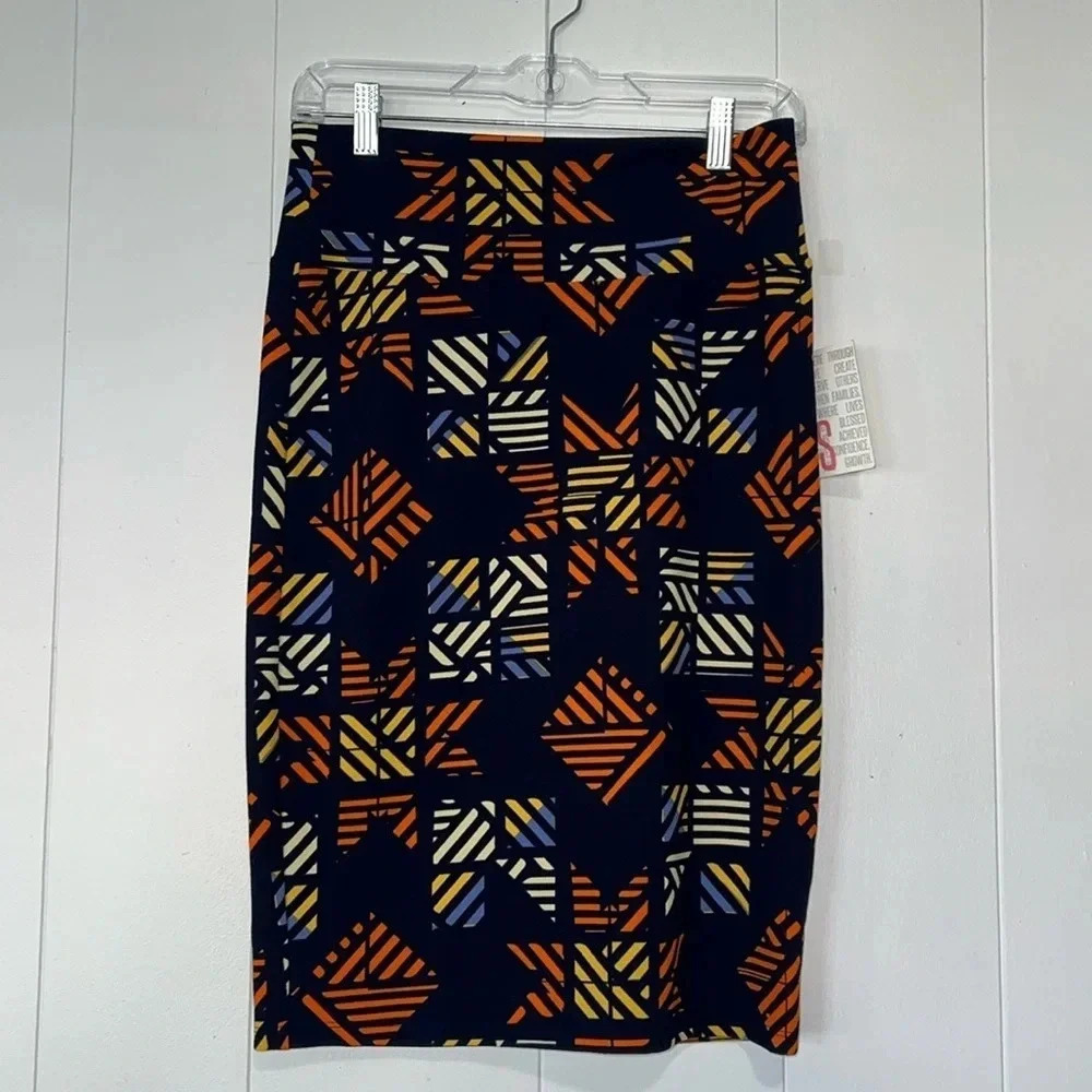 LulaRoe Cassie Pencil Mini Skirt Geometric Shapes NWT 12